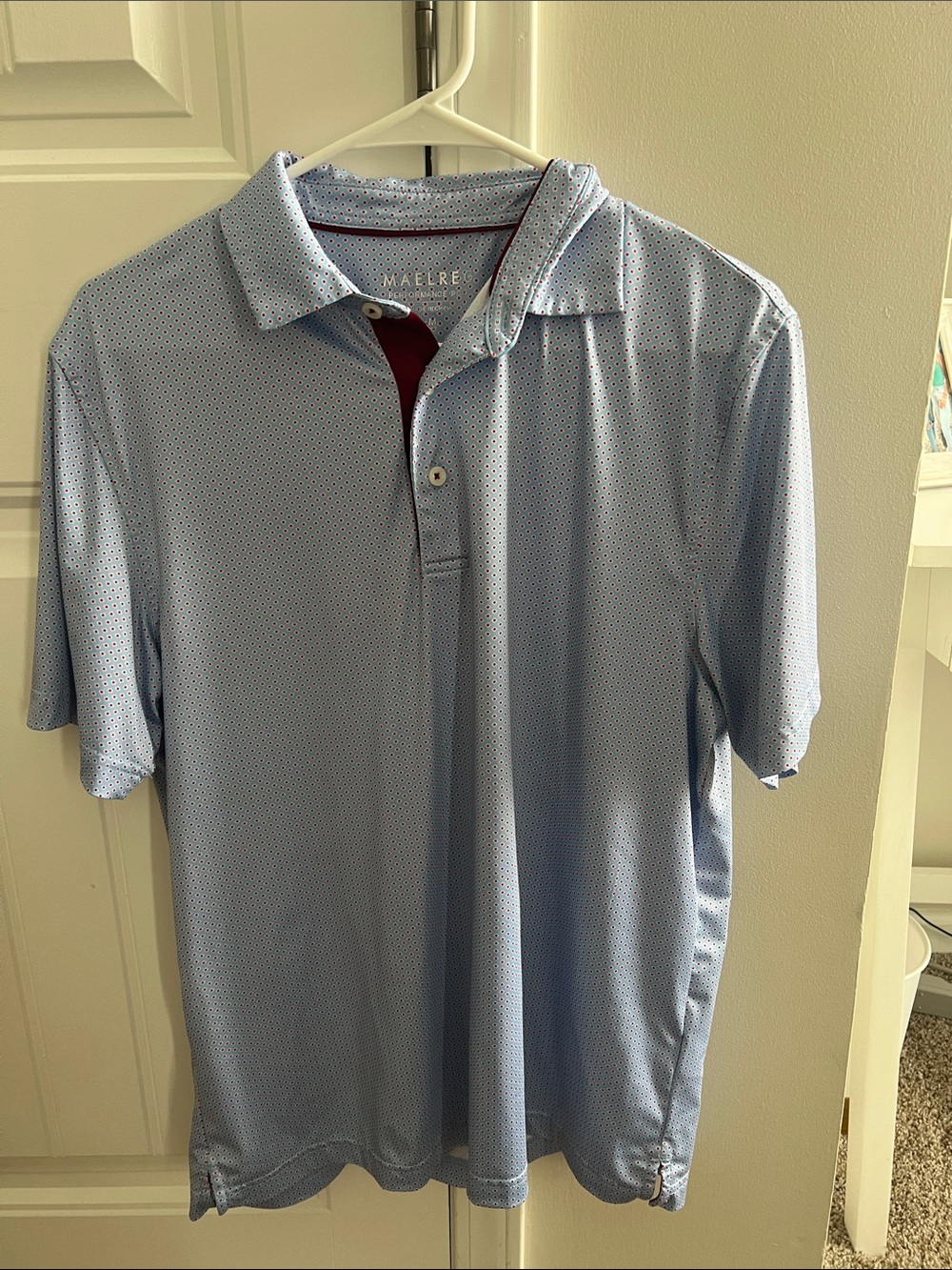 Maelreg Light Blue Printed Performance Polo